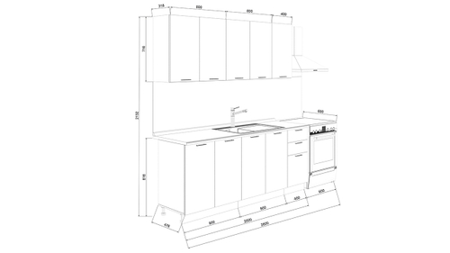 Кухонный гарнитур «Детройт» длиной 200 см