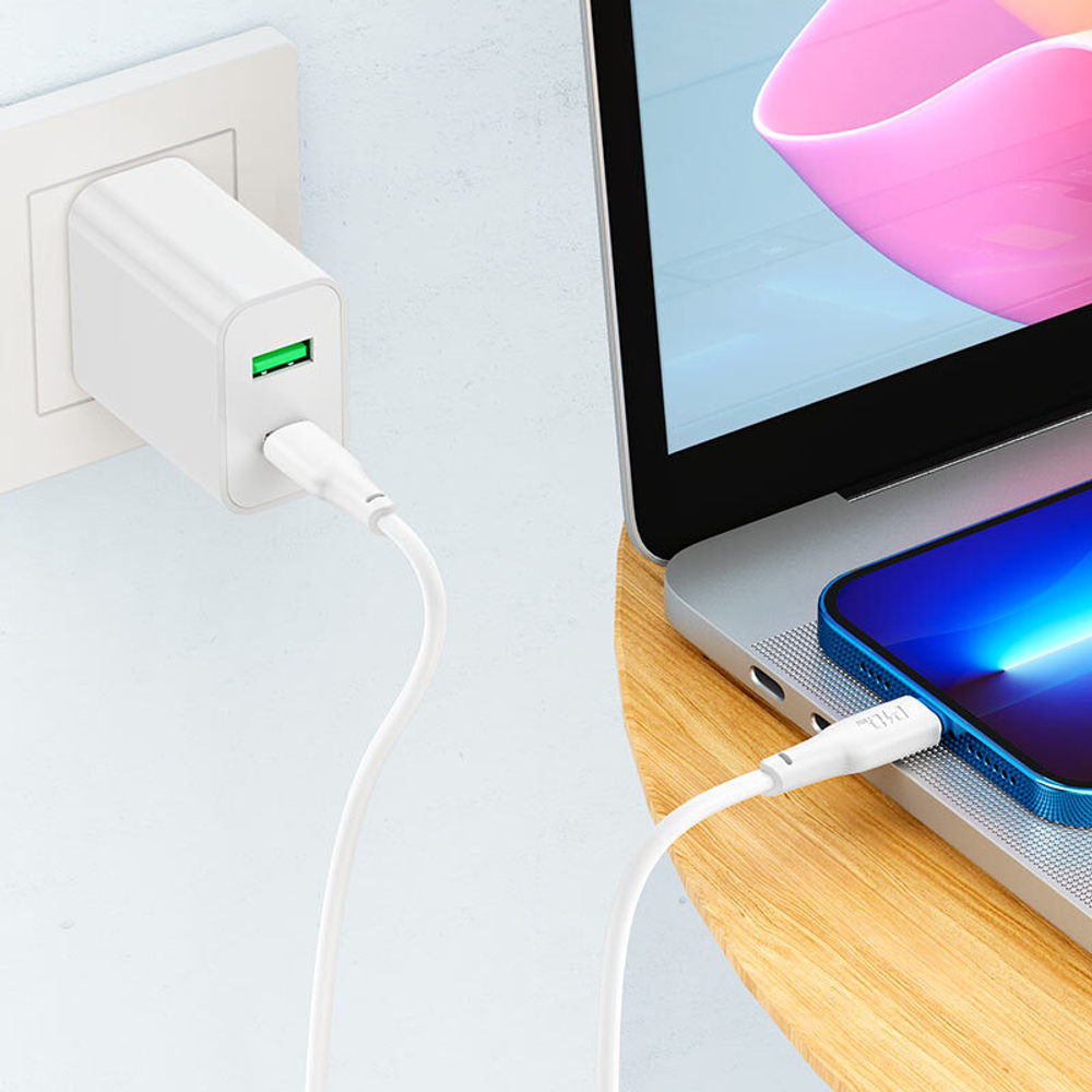 USB-C кабель HOCO X93 Force Lightning 8-pin, 3А, PD20W, 2м, TPE (белый)