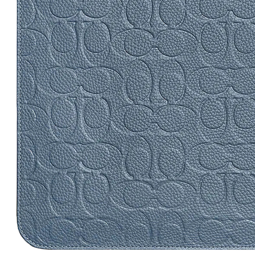 COACH Tablet Iconic Polished Pebbled Leather Clutch Laptop Sleeve Laptop Bag Large Unisex Blue Quartz