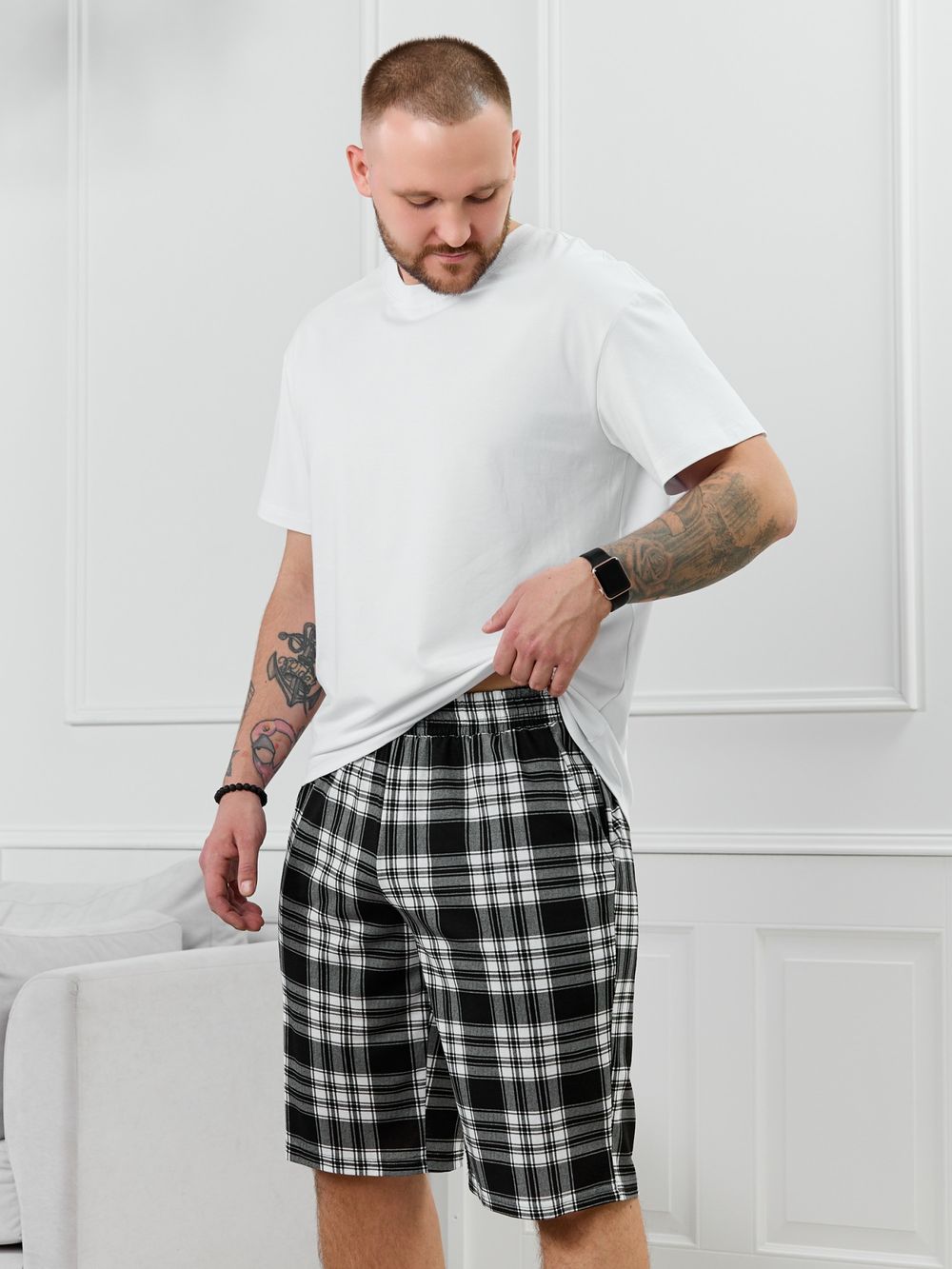 Шорты мужские Тор-2.1 Виотекс КЛЕТКА ЧЕРНАЯ