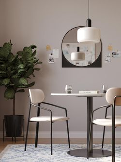 Стол обеденный Trond, Ø100 см, белый мрамор/черный