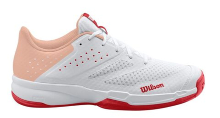 Женские теннисные кроссовки Wilson Kaos Stroke 2.0 - white/peach parfait/infra red