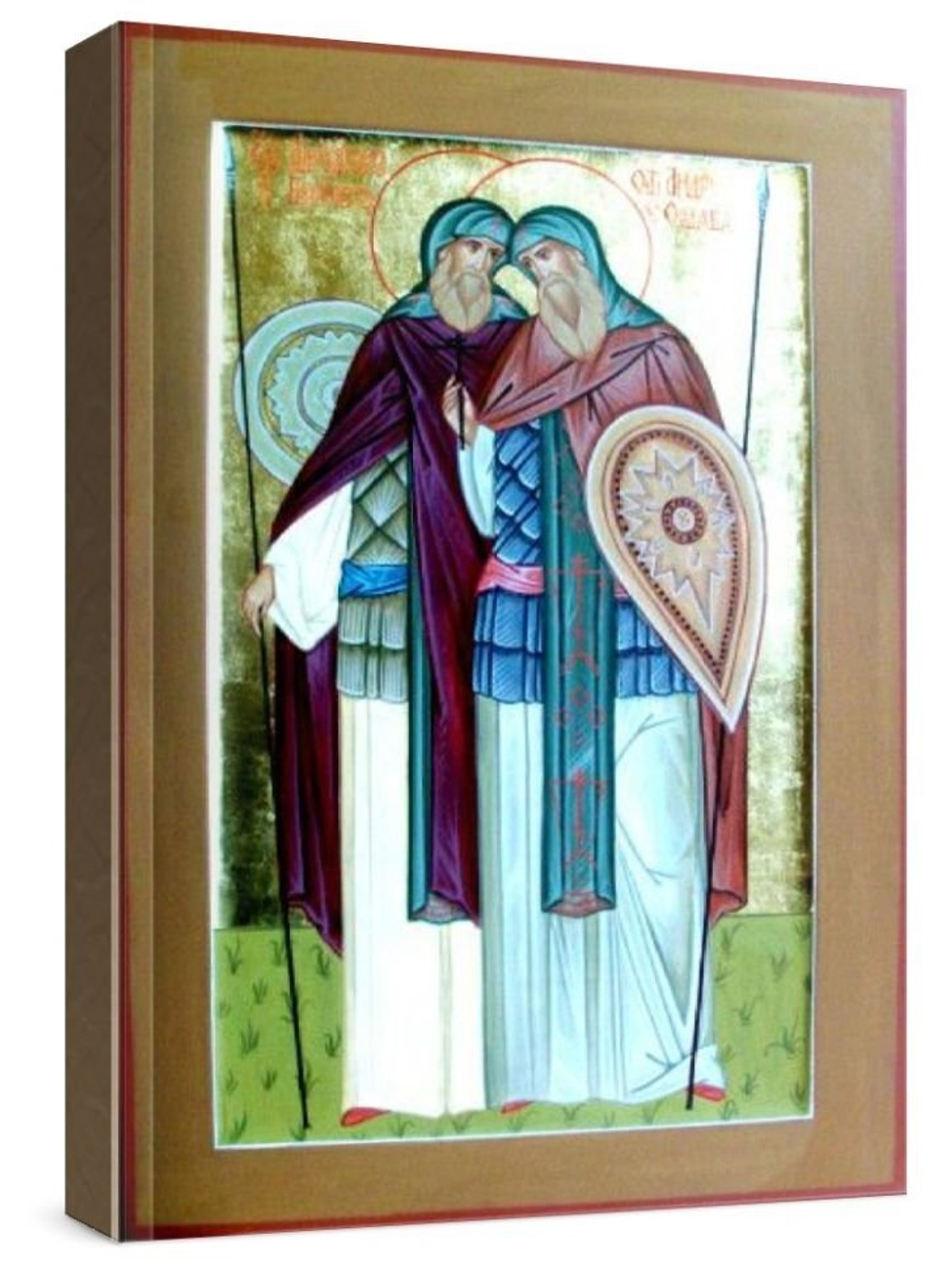 Александр Пересвет и Андрей Ослябя (рукописная икона)