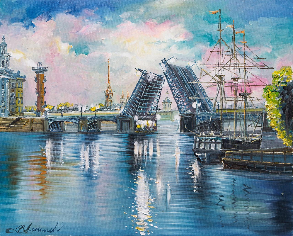 Картина маслом "Белые ночи" Васильев В.