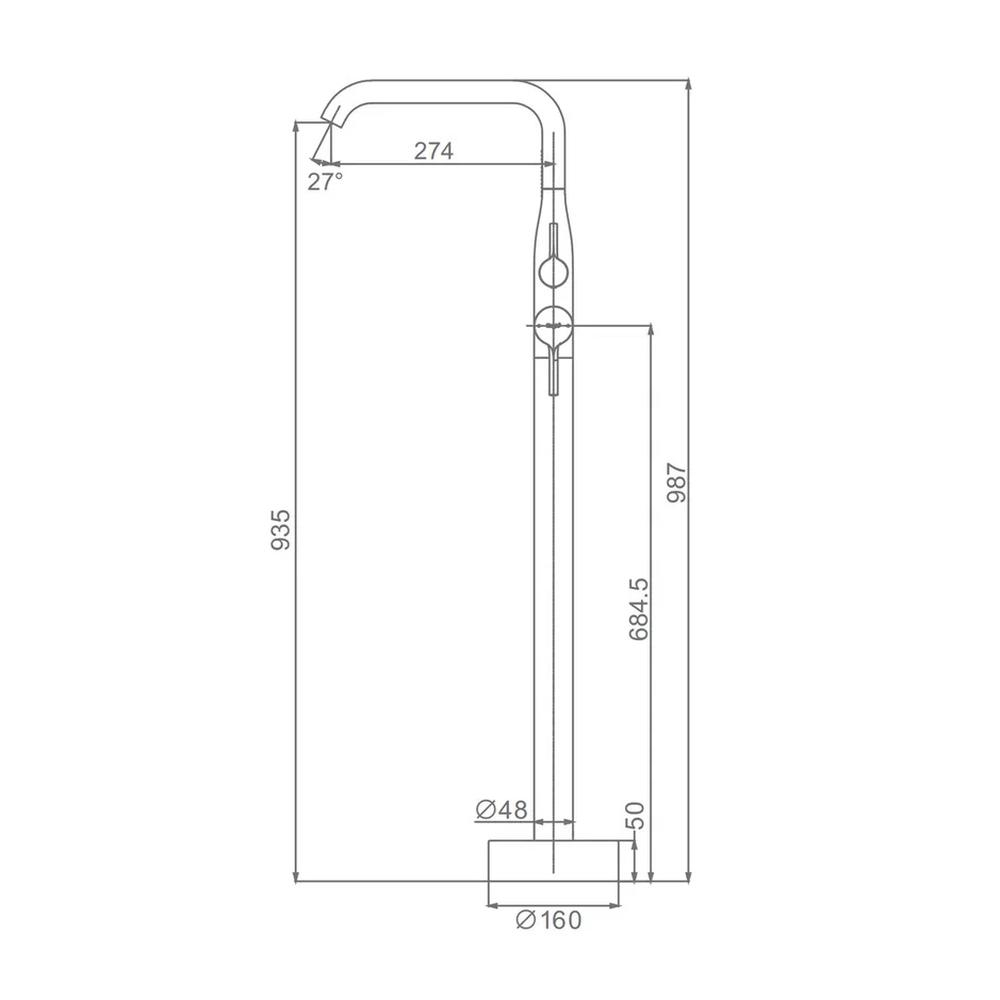 Смеситель для ванны напольный Raglo R20.33.03, золотой сатин