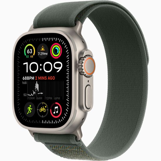 Apple Watch Ultra 2 GPS + Cellular 49mm Natural Titanium Case with Green Trail Loop