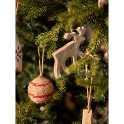 Набор елочных шаров Funky stripes из джута и картона из коллекции New Year Essential, 4 шт.