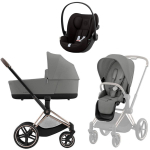 Коляска Cybex Priam IV Rosegold complete и автокресло Cloud G i-Size Magic Black 3 в 1 Mirage Grey