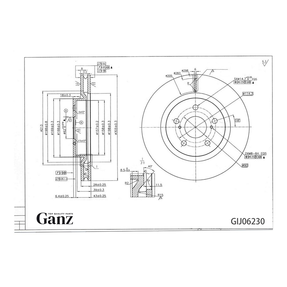 Диск тормозной GANZ передний с покрытием TOYOTA Camry 17 / Rav4 18 Арт.: GIJ06230