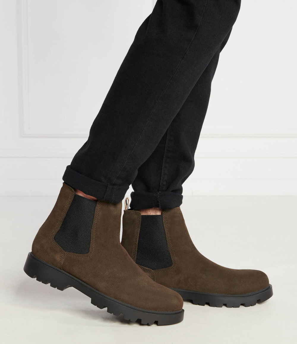 Кожаные челси adley BOSS BLACK - хаки(50503675)