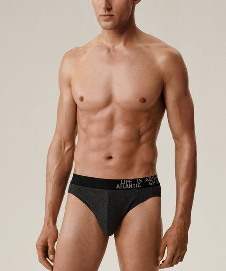 Мужские трусы (3шт) слипы спорт Atlantic 3MP-209, хлопок, темно-серый меланж + медно-багряный меланж + коричневый меланж