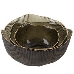 Салатник, набор 3шт. "Frost stripe" (серый) d=12,5/15,5/19см (стекло) (транспортная упаковка)