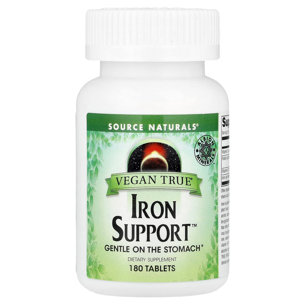 Source Naturals, Vegan True®, Iron Support™, 180 таблеток