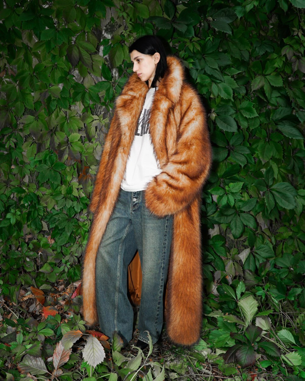 Длинная шуба из экомеха