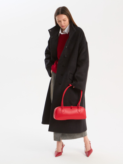 Пальто удлиненное ворсовое черное