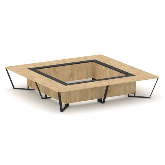 Steel Meet Стол переговорный квадратный KM-PR.B.SP-20K2 Тиквуд Светлый/Графит Глянец/Металл Черный 4