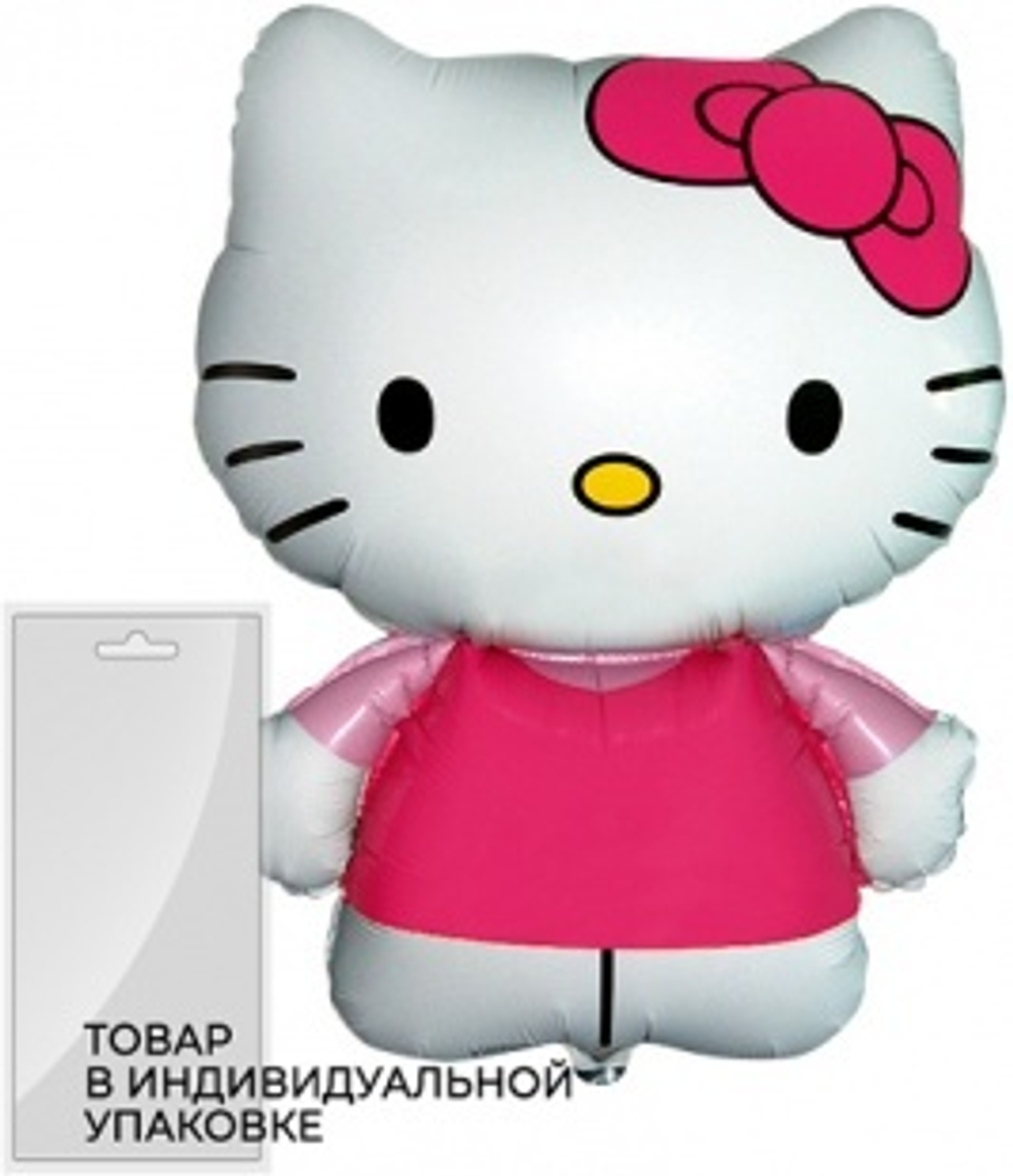Шар (26""/66 см) Фигура, Hello Kitty, Котенок с бантиком, Розовый, 1 шт. в упак.