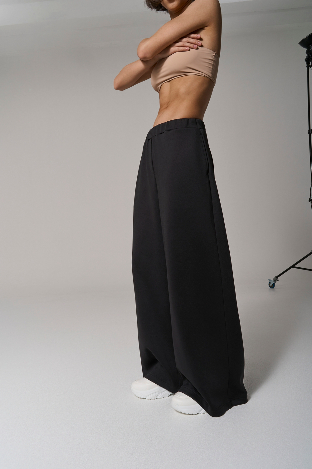 Брюки трикотажные wide leg черные