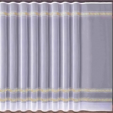 Занавеска "Ф. РИМ" на шторной ленте, цвет белый с вышивкой из золотистой пряжи, Польша.