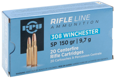 Патрон .308 Win PPU SP 9,72 г., коробка 20 шт.