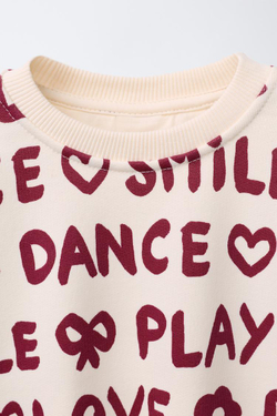 ZARA ТОЛСТОВКА С ПРИНТОМ, БУРГУНДИ