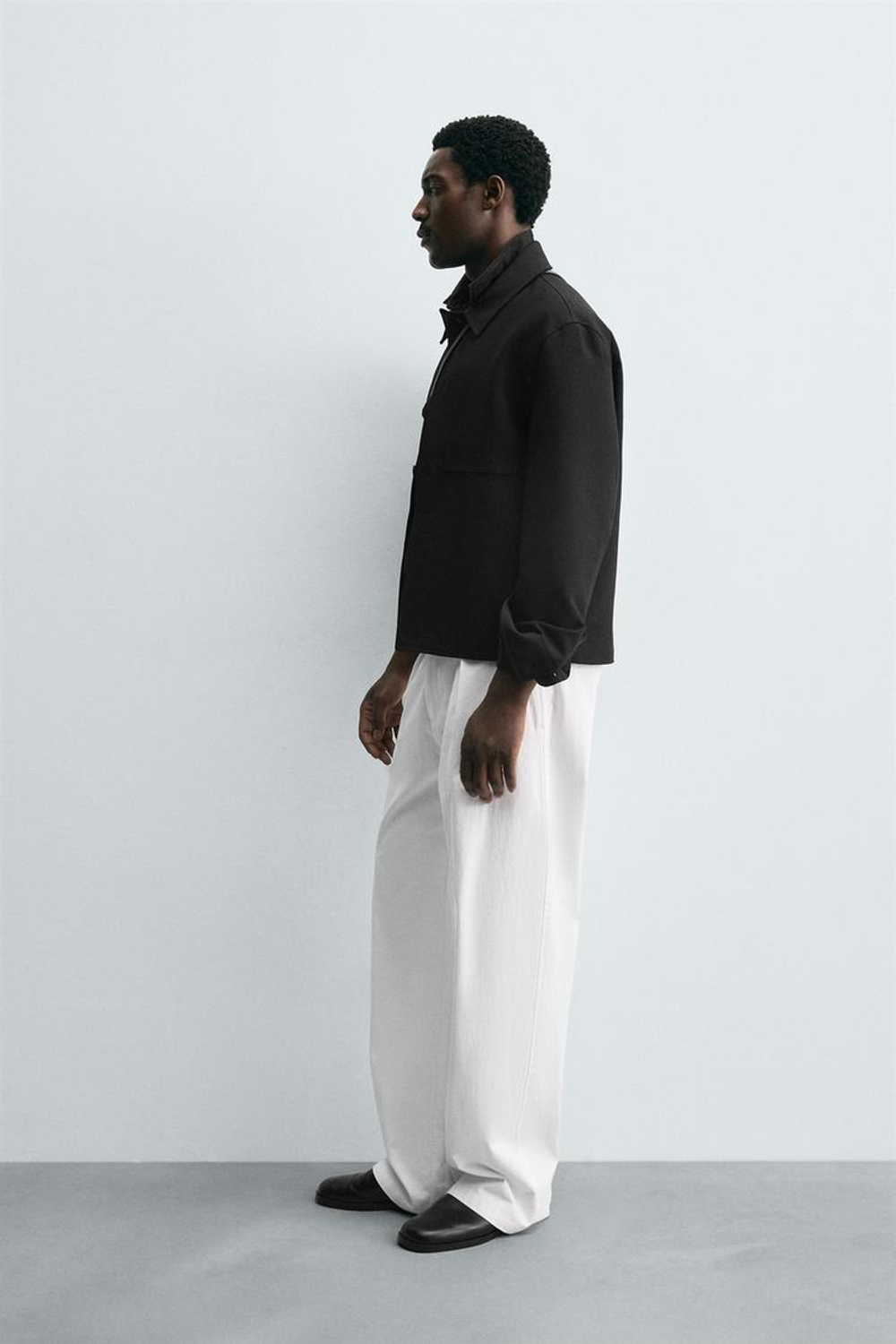 ZARA КУРТКА-РУБАШКА BOXY FIT, ЧЕРНЫЙ