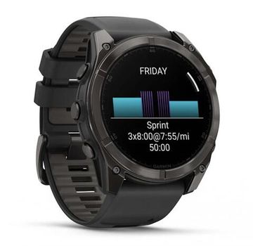 Умные часы Garmin Fenix 8, 51 мм, AMOLED, Sapphire Carbon Gray DLC Titanium with Black/Pebble Gray Silicone