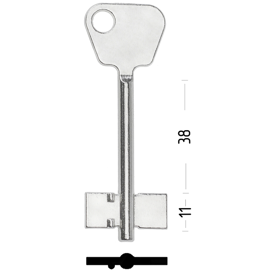 Заготовка сувальдного ключа 13524  BGT4D