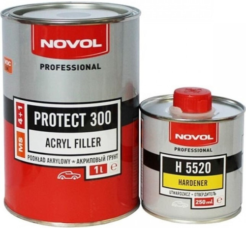 Грунтовка Акрил. 4+1 MS наполнитель Черная  Protekt 300  (1 л.+0,25 л. отверд.) (NOVOL)