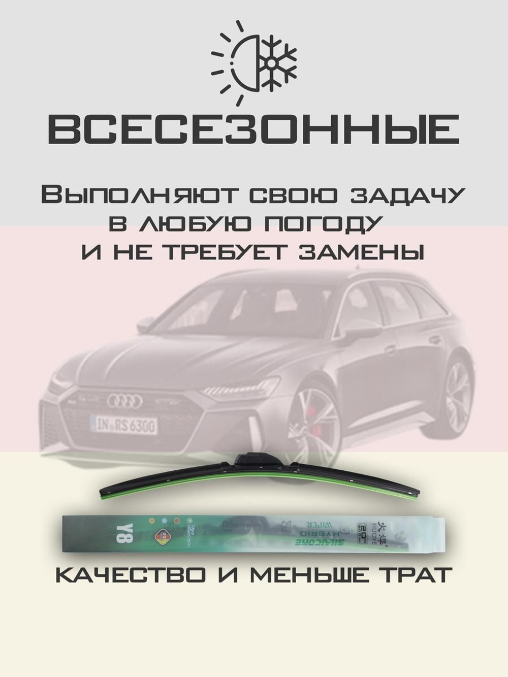 Щетки стеклоочистителя HUOYE Y8 600/500 мм на Audi RS6 | Push button