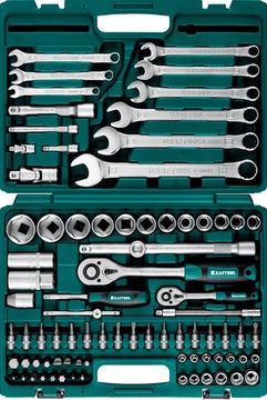 KRAFTOOL X-Drive 82, 82 предм., (1/2″+1/4″), универсальный набор инструмента (27887-H82)