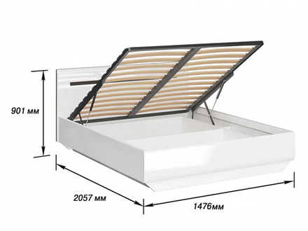 Кровать с подъемным мех. Стокгольм белый/белый глянец 1400