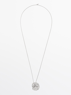 Massimo Dutti Ожерелье с кружевной подвеской, серебряный