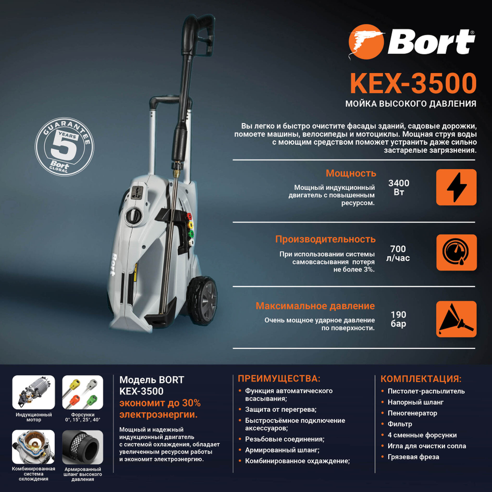 Мойка высокого давления Bort KEX-3500