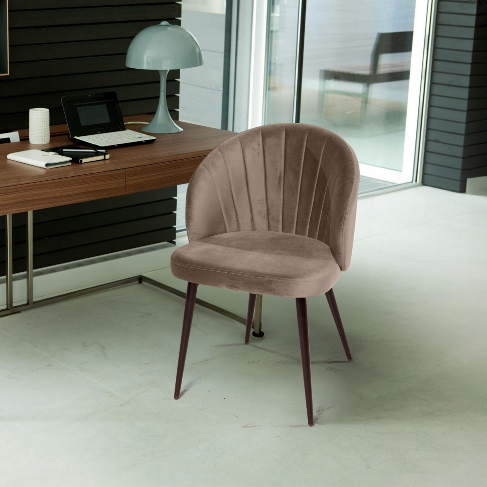 Стул Mont Blanc, бархат пепельно-бежевый 25 / черный конус