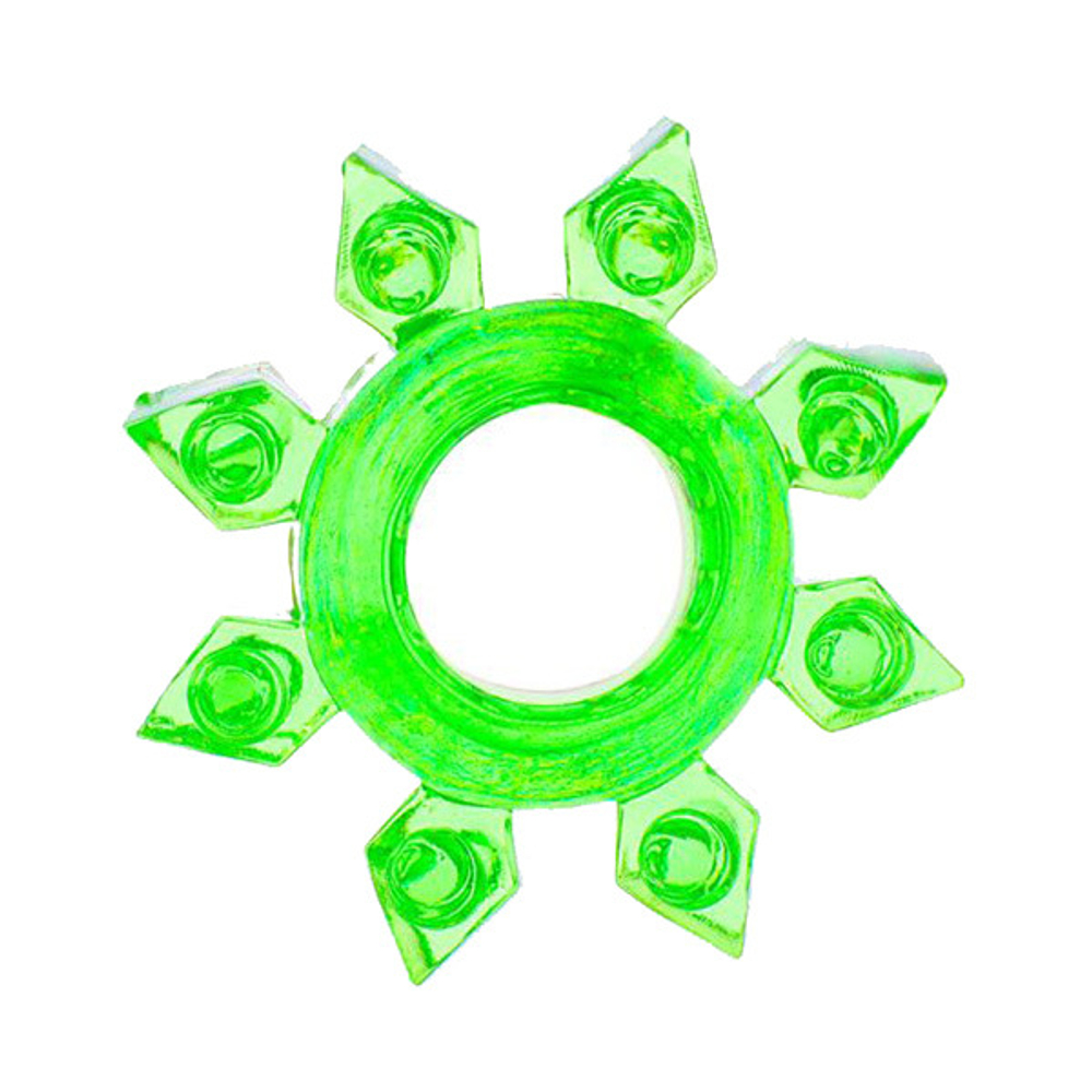 Зеленое эрекционное кольцо-звезда ToyFa Basic 818002-7