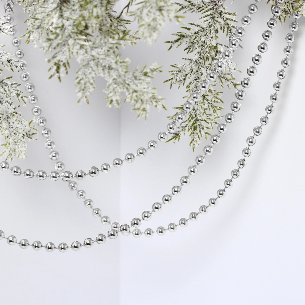 Бусы на ёлку 1,5м «Шарики» d-6мм, Серебро