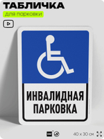 Табличка для парковки "Инвалидная парковка", для дома, офиса, организаций, 40х30 см, Silver Plane x Айдентика Технолоджи