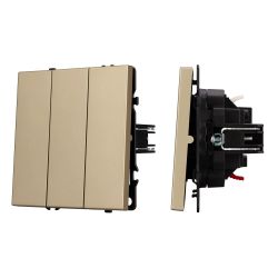 Механизм выключателя трехклавишный непроходной SWT-NOBE-MK03-SFPL-GD (230V, 10A) (Arlight, Золотой песок) 061798