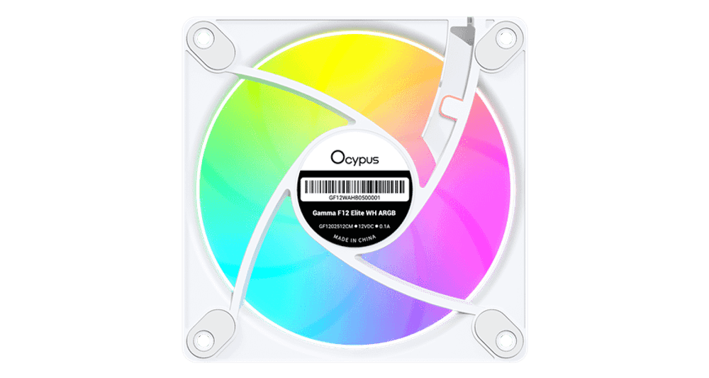 Вентилятор для корпуса Ocypus Gamma F12 Elite WH ARGB REVERSE BLADE 1x(120x120x25mm) Белый