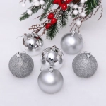 Новогодние шары 6 см (набор 6 шт) «Микс фактур», Серебро (пакет)