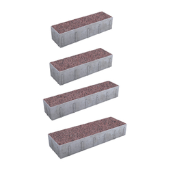 Тротуарная плитка ПАРКЕТ - Гранит+ Красный с черным, комплект из 4 видов плит