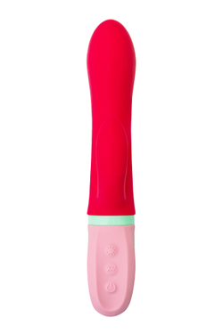 Вибратор с клиторальным стимулятором Flovetta PETUNIA, силикон, красный, 19 см