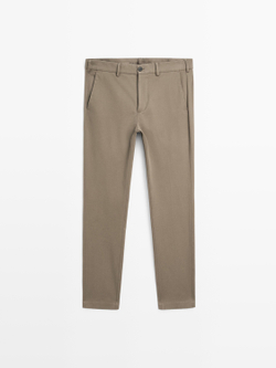 Massimo Dutti Зауженные брюки из саржи, коричневый