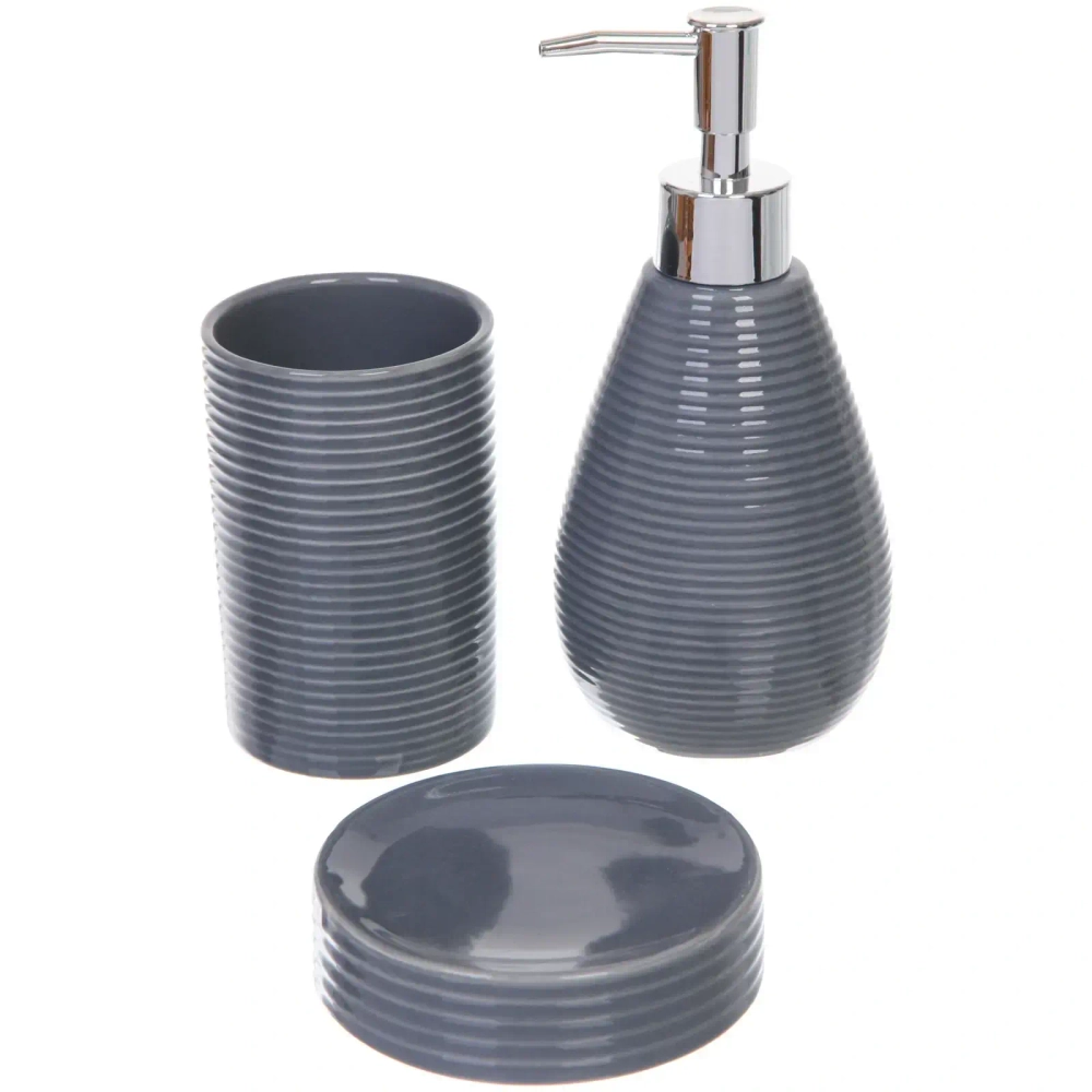 Набор для ванной из 3-х предметов керамический «Сантана» серый