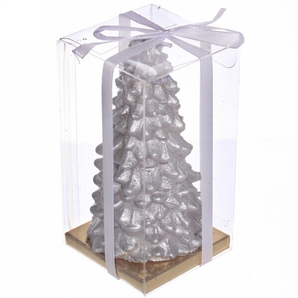 Свеча новогодняя «Сказочная ель» 5,5х10 см, серебро