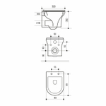 Унитаз подвесной безободковый WAVE STONE сид. дюропласт, м/л, быстр, БЕЛЫЙ глянец (L)