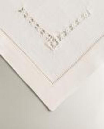 ZARA HOME НАБОР ЛЬНЯНЫХ САЛФЕТОК С МЕРЕЖКОЙ (2 ШТ.), ЭКРЮ
