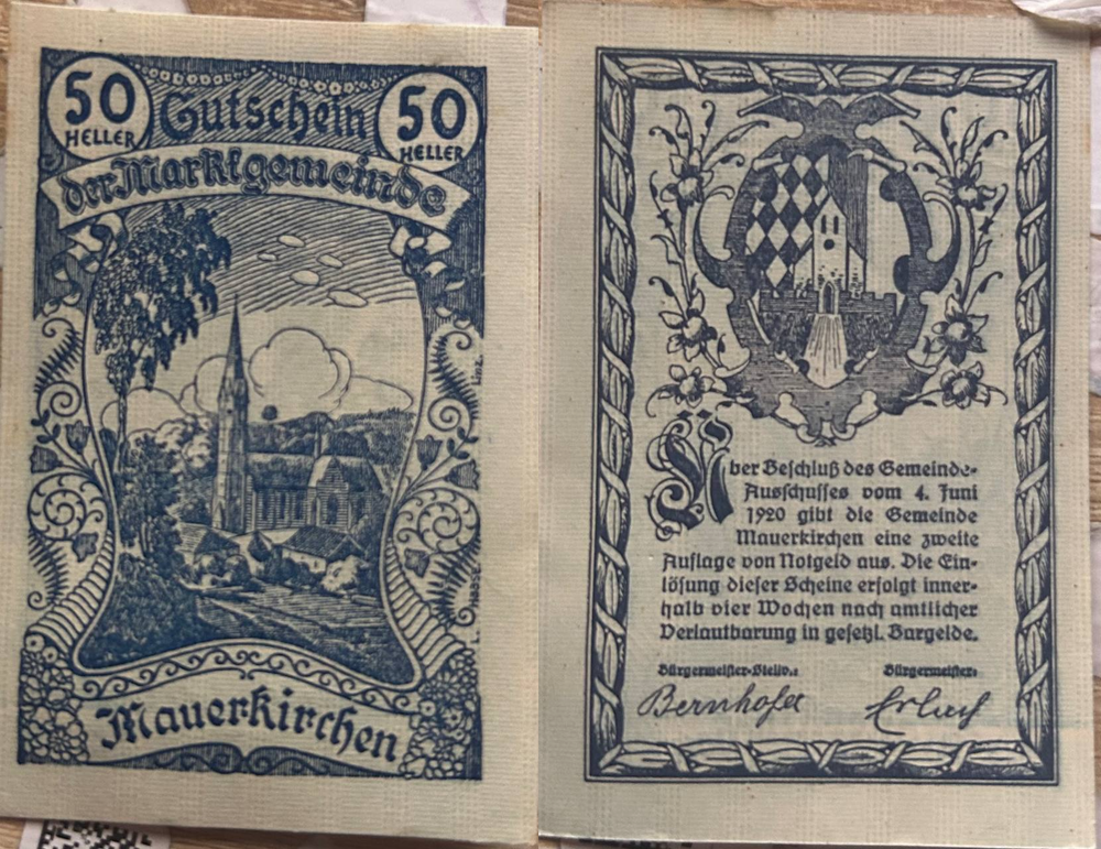 Австрия 50 геллеров 1920 Маурэрирхен aUNC