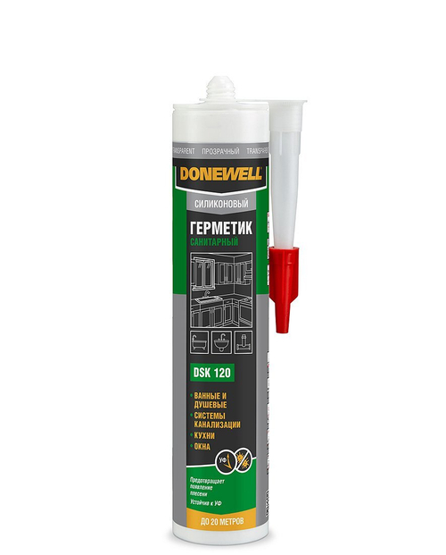 Герметик DoneWell силиконовый санитарный прозрачный 260 мл